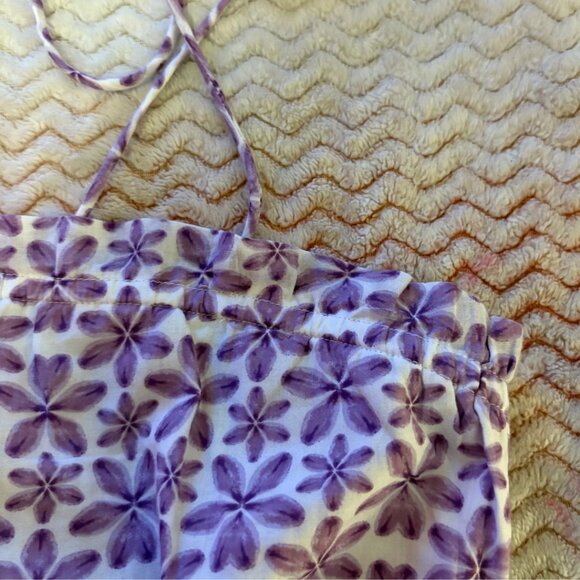 Aerie Purple and White Floral Pattern Tie Strap Tank Top - Size Large - Picture 7 of 9